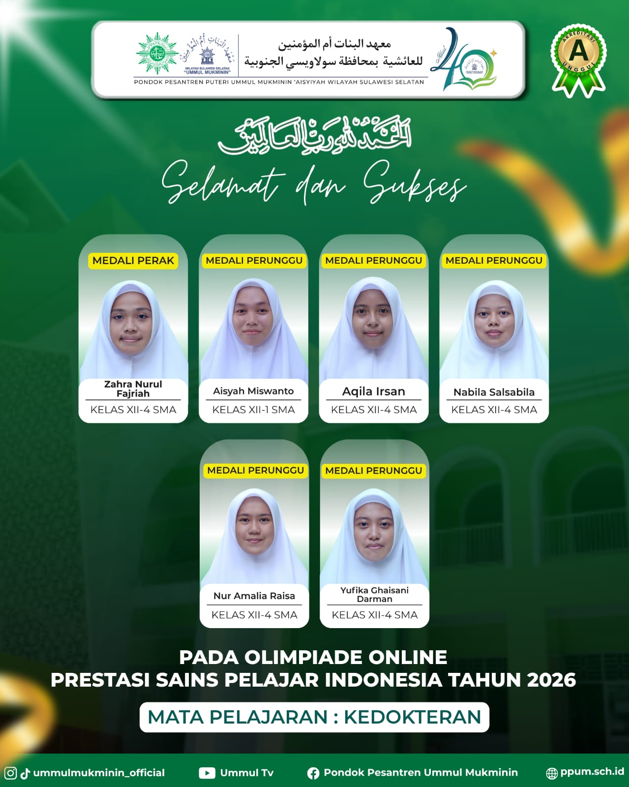 Peraih Medali Olimpiade Online Prestasi Sains Pelajar Indonesia Cabang Kedokteran 2026 – 2